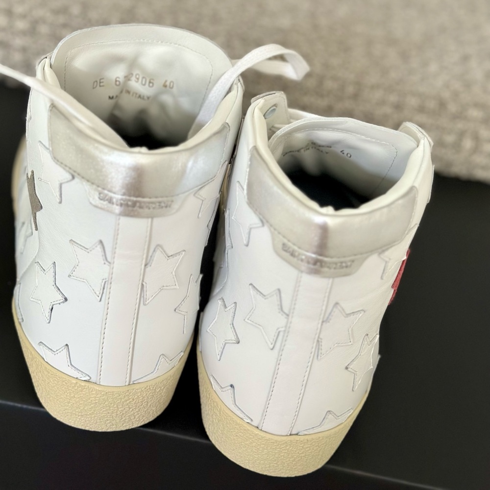 SAINT LAURENT Leather High Top Sneakers - Picture 8 of 14